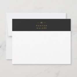 Monogram Black Guld | Modern minimalistisk Elegant Anteckningskort