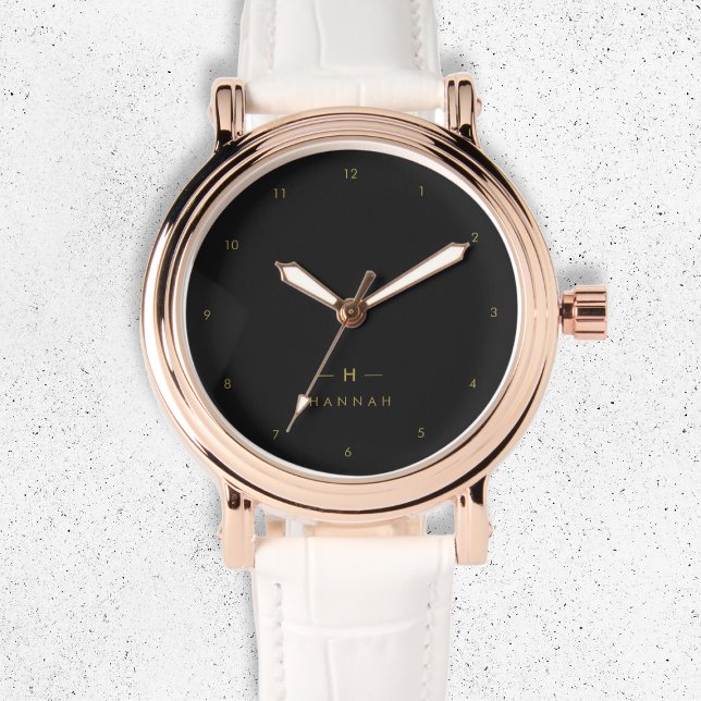 Monogram Black Guld | Modern minimalistisk Elegant Armbandsur (Skapare uppladdad)