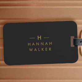 Monogram Black Guld | Modern minimalistisk Elegant Bagagebricka