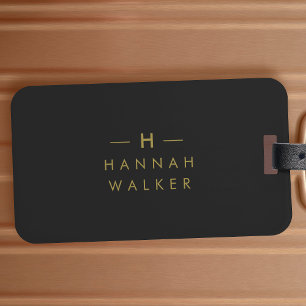 Monogram Black Guld Modern minimalistisk Elegant Bagagebricka