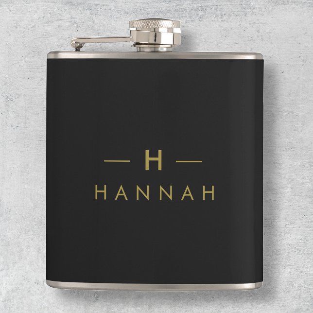Monogram Black Guld | Modern minimalistisk Elegant Fickplunta (Skapare uppladdad)