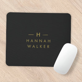 Monogram Black Guld | Modern minimalistisk Elegant Musmatta