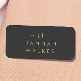 Monogram Black Guld | Modern minimalistisk Elegant Namnbricka