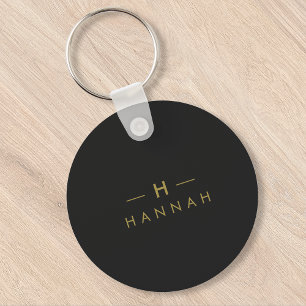 Monogram Black Guld Modern minimalistisk Elegant Nyckelring