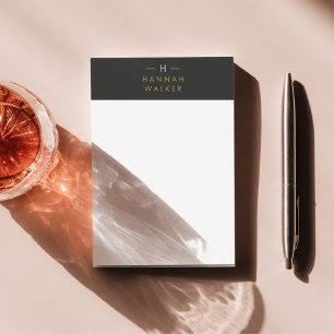 Monogram Black Guld Modern minimalistisk Elegant Post-it Block