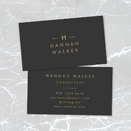 Monogram Black Guld | Modern minimalistisk Elegant Visitkort