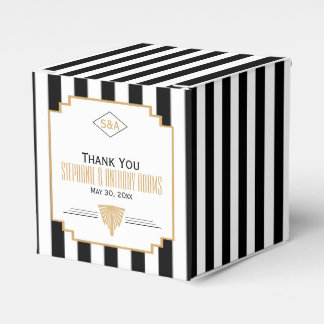 Monogram Black, Guld och White Art Deco Bröllop Presentaskar