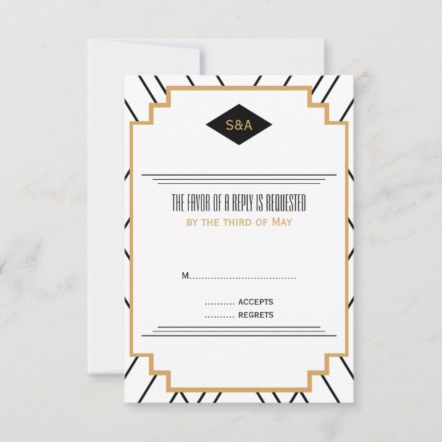 Monogram Black, Guld och White Art Deco OSA (Framsida)