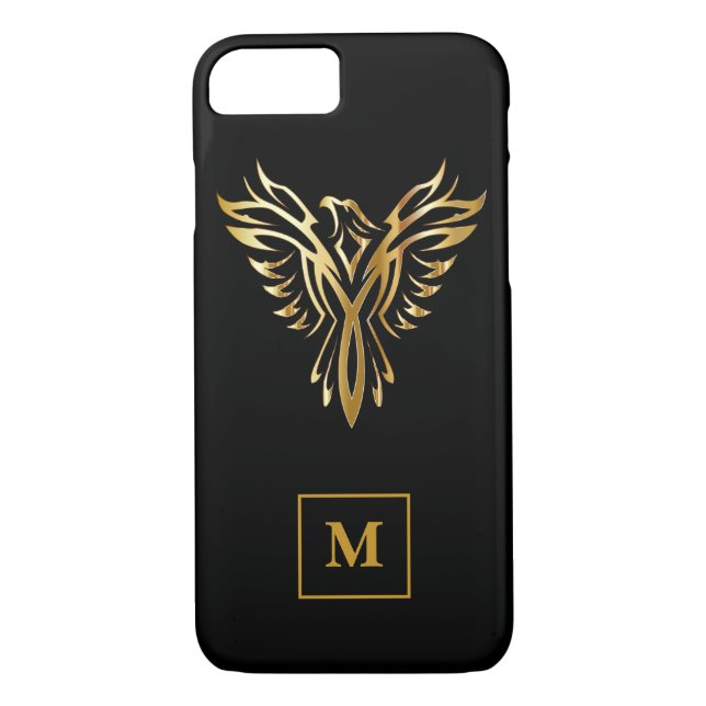 Monogram Black & Guld Phoenix Stigning Case-Mate iPhone Skal (Baksida)