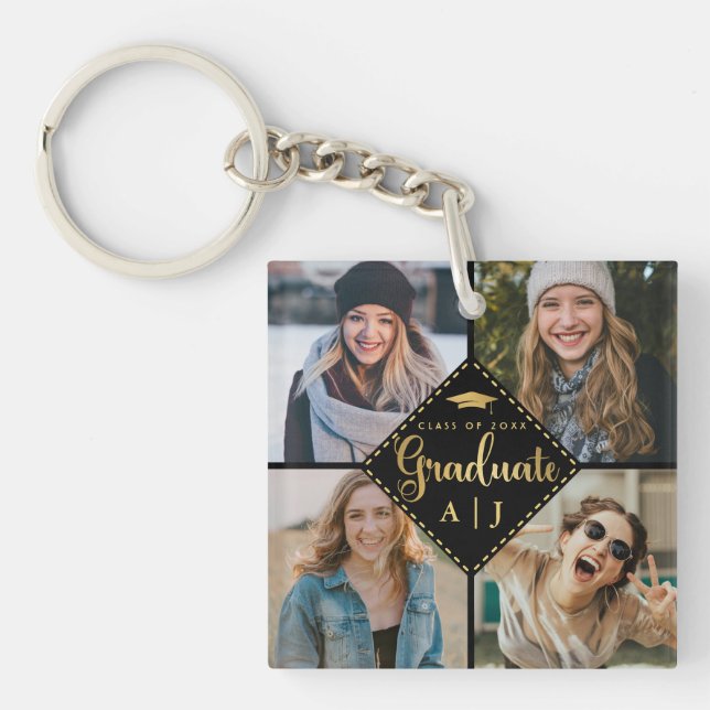 Monogram Black Guld Photo Collage Studenten (Framsidan)
