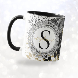 Monogram Black Guld Ro Diamonds Luxury Snyggt Mugg