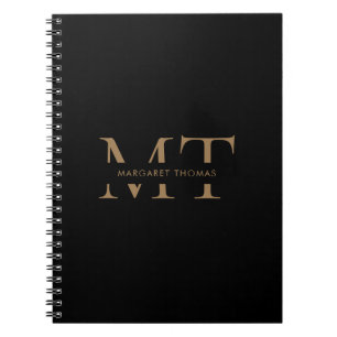 Monogram Black Guld Simple Anteckningsbok