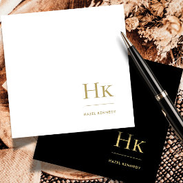 Monogram Black Guld Simple Elegant Social Notecard Anteckningskort