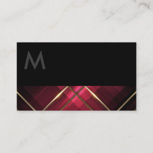 Monogram Black Guld Trim Linjer Red Rand Visitkort
