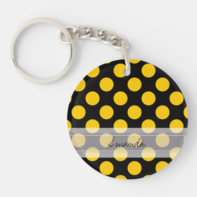 Monogram Black Gult Chic Polka Dot Mönster (Framsidan)