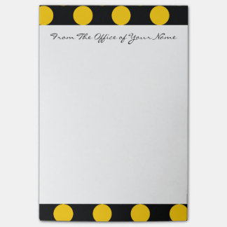 Monogram Black Gult Chic Polka Dot Mönster Post-it Block