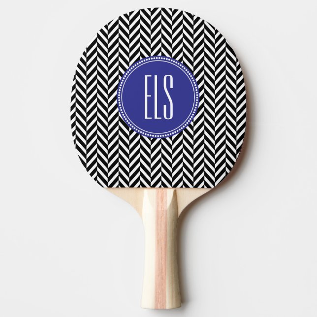 Monogram Black Herringbone Ping Pong Paddle Pingisracket (Framsidan)