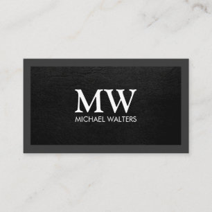 Monogram Black Leather Struktur Mörk Gräns Visitkort