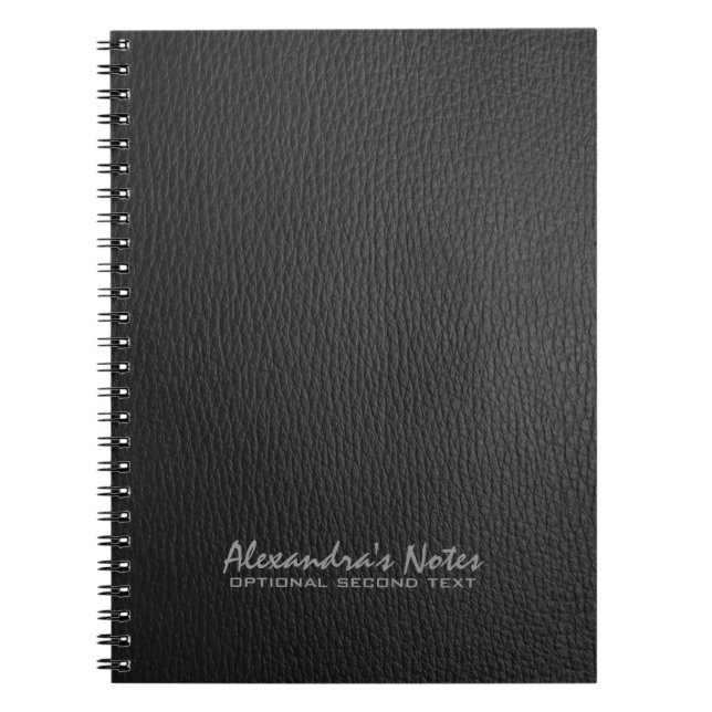 Monogram Black Leather Struktur utseende Anteckningsbok (Framsidan)