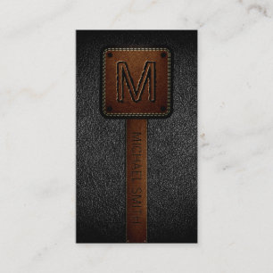 Monogram Black Leather-utseende Visitkort