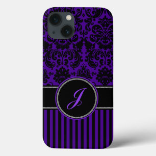 Monogram Black, Lila Damask Rand iPad Air Case
