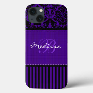 Monogram Black, Lila Damask Rand iPad Air Case