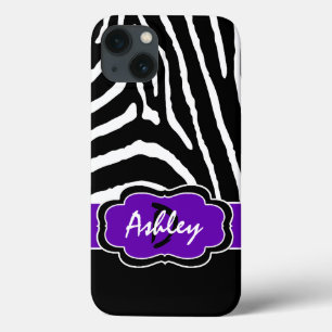 Monogram Black, Lila Zebra Rand iPad Air Case