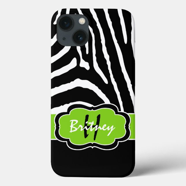 Monogram Black, Lime Zebra Rand iPad Air Case (Baksida)