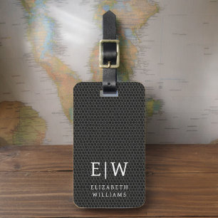 Monogram Black Metallic Elegant Honeycomb Bagagebricka