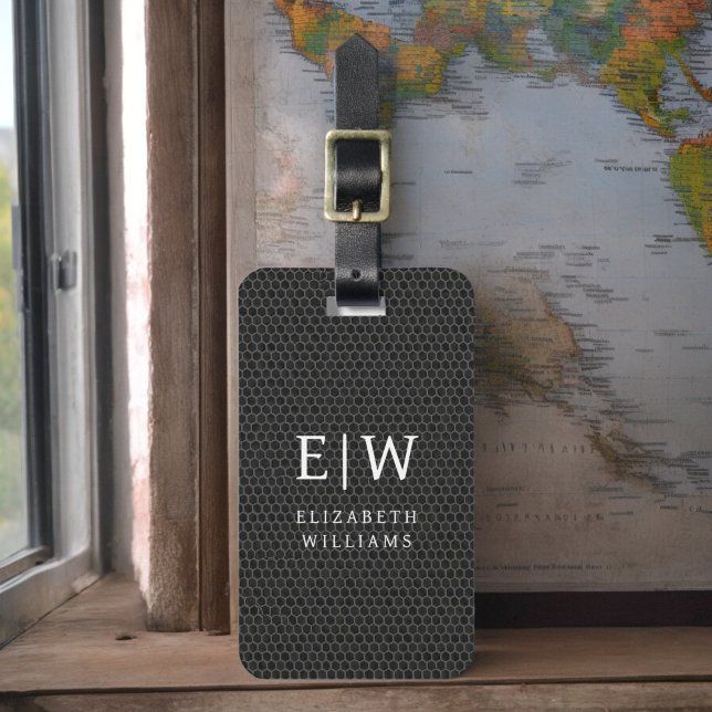 Monogram Black Metallic Elegant Honeycomb Bagagebricka (Skapare uppladdad)
