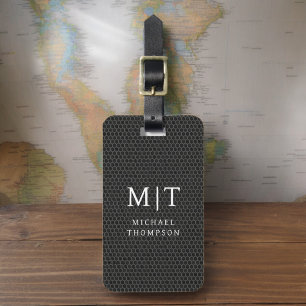 Monogram Black Metallic Elegant Mönster Bagagebricka