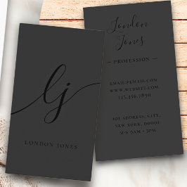 Monogram Black Modern Calligraphy Initialer Elegan Visitkort