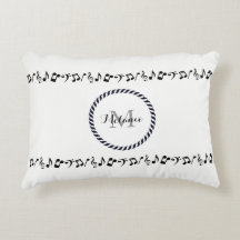 Monogram Black Musik noter accent Pillow