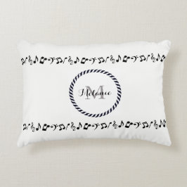 Monogram Black Musik noter accent Pillow Prydnadskudde