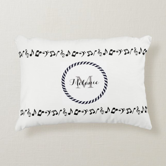 Monogram Black Musik noter accent Pillow Prydnadskudde (Framsidan)