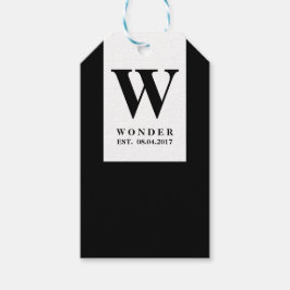 Monogram black Newly Wed gift for Wedding Presentetikett