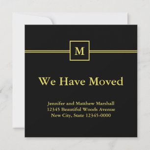 Monogram Black och Faux Guld Flytta Announcement Meddelande