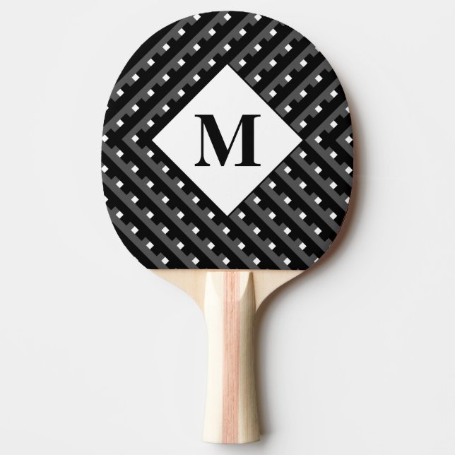 Monogram Black och Grått Angled linjer Pingisracket (Framsidan)