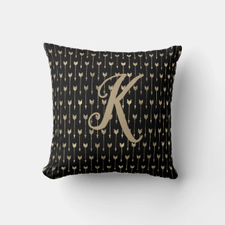 Monogram Black och Guld Glitter, Mönster Kudde