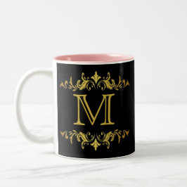 Monogram Black och Guld Two-Tone Coffee Mugg