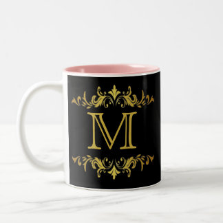 Monogram Black och Guld Two-Tone Coffee Mugg