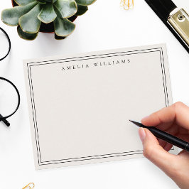 Monogram Black och Ivory Minimalist Två Gräns Anteckningskort