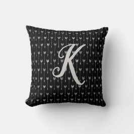 Monogram Black och Silver Glitter, Mönster Kudde