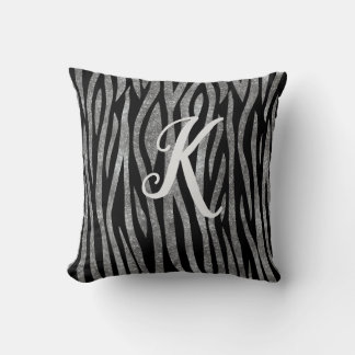 Monogram Black och Silver Glitter Zebra tryck Kudde