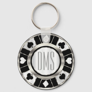 Monogram Black och Silver Las Vegas Stil Nyckelring