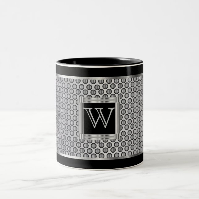 Monogram Black och Silver Metall Mesh Två-Tonad Mugg (Center)