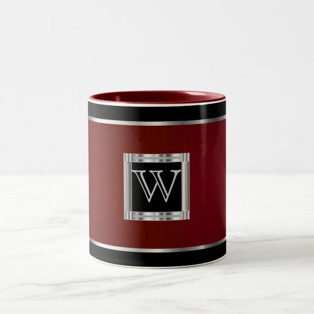 Monogram Black och Silver på penselfärgning Två-Tonad Mugg (Center)