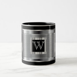 Monogram Black och Silver Steel Metall Mesh Två-Tonad Mugg