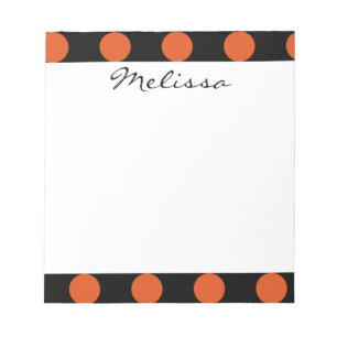 Monogram Black Orange Chic Polka Dot Mönster Anteckningsblock