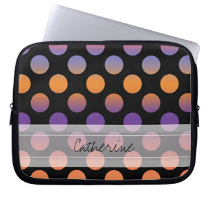 Monogram Black Orange Lila Red Polka Dot Mönster Laptop Sleeve